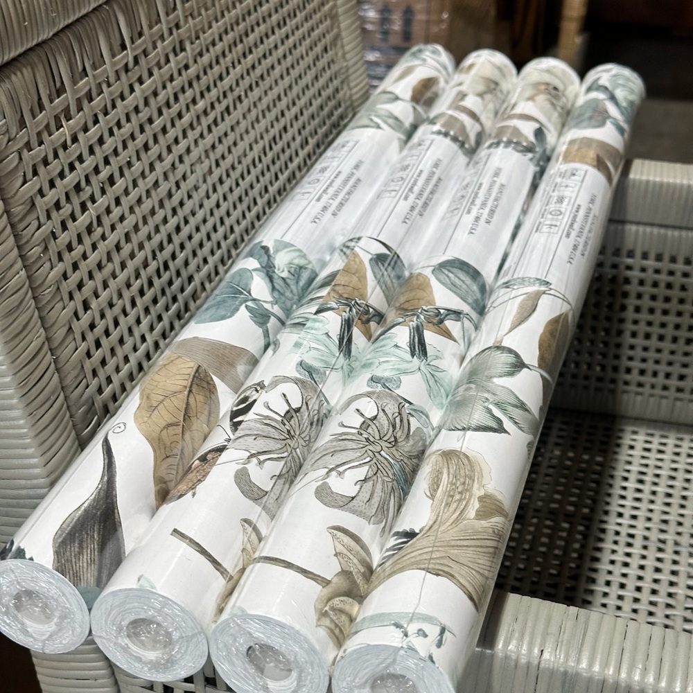 NEW York Wallcoverings Butterfly House Wallpaper-White/Neutrals/Blue